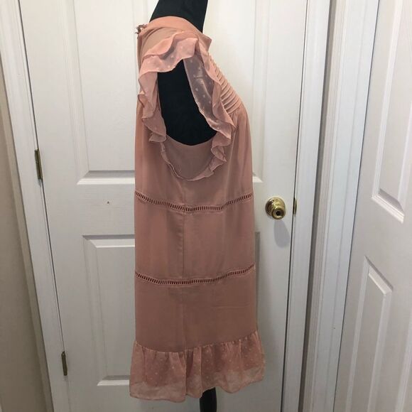 Who What Wear pink ruffle cap sleeve midi dress size large - Picture 5 of 10